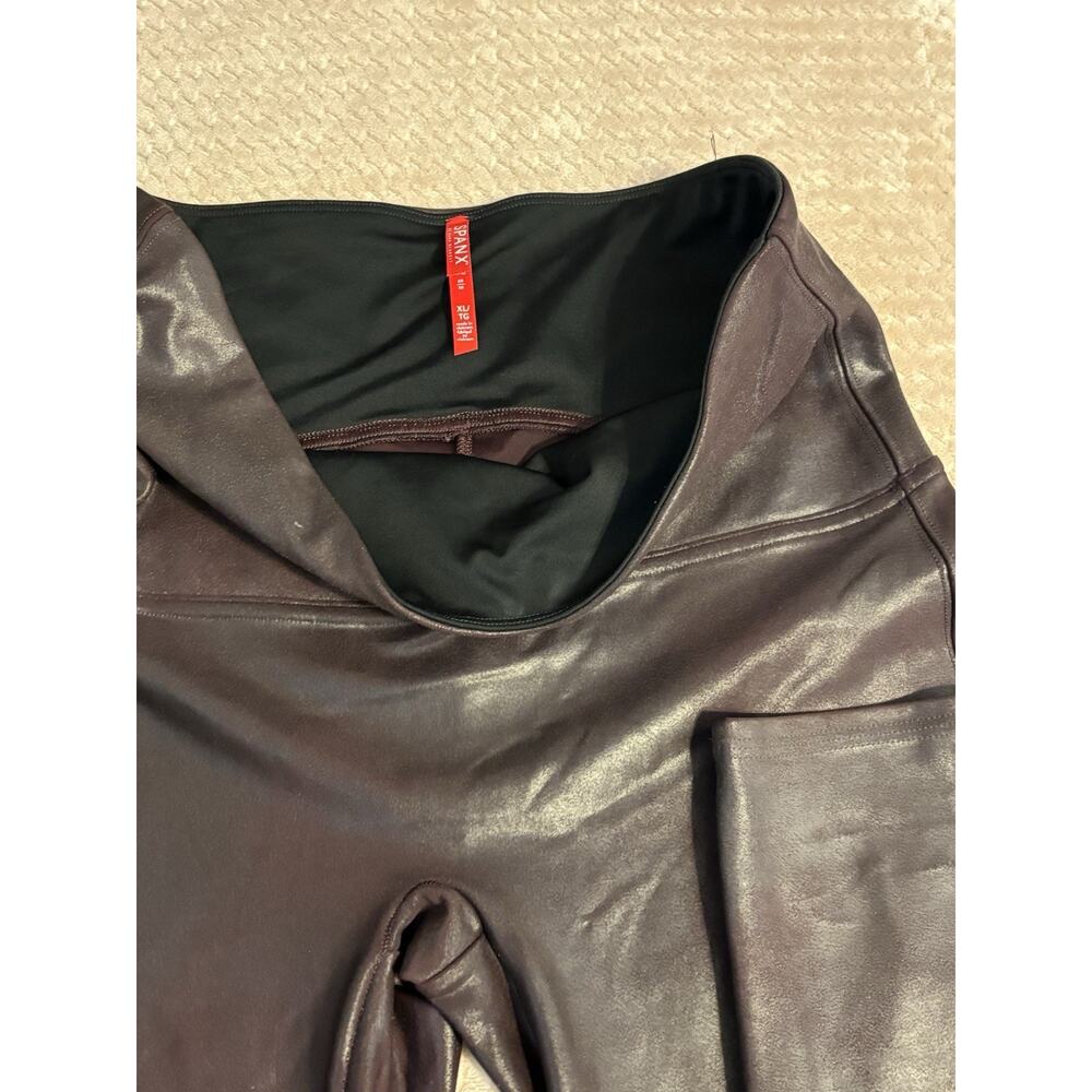 SPANX Women’s Brown Faux Leather Stretch Leggings, Ankle Style, Size XL - Picture 4 of 5
